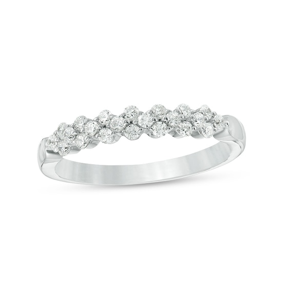 Previously Owned - 1/3 CT. T.w. Diamond Alternating Stackable Band in 10K White Gold