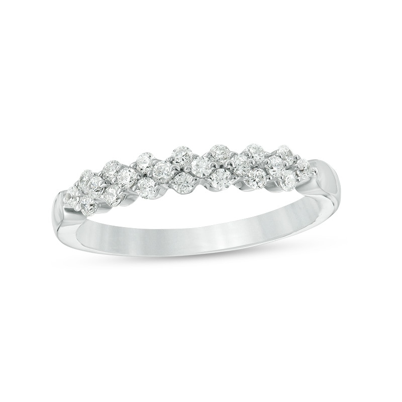 Main Image 1 of Previously Owned - 1/3 CT. T.W. Diamond Alternating Stackable Band in 10K White Gold