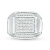 Thumbnail Image 1 of Previously Owned - 1 CT. T.W. Composite Diamond Square-Top Double Groove Border Ring in Sterling Silver