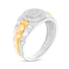 Thumbnail Image 3 of Previously Owned - 1/5 CT. T.W. Composite Diamond Frame Triple Row Ribbed Shank Ring in 10K Two-Toned Gold