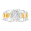 Thumbnail Image 4 of Previously Owned - 1/5 CT. T.W. Composite Diamond Frame Triple Row Ribbed Shank Ring in 10K Two-Toned Gold
