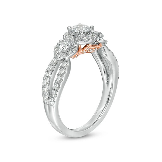 Previously Owned - Love's Destiny by Zales 1-1/5 CT. T.w. Diamond Frame Three Stone Engagement Ring in 14K White Gold