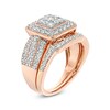 Thumbnail Image 3 of Previously Owned - 1-1/4 CT. T.W. Multi-Diamond Square Frame Vintage-Style Multi-Row Bridal Set in 10K Rose Gold