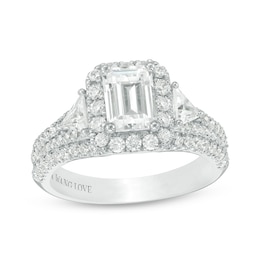 Previously Owned - Vera Wang Love Collection 2-1/4 CT. T.W. Emerald-Cut Diamond Frame Engagement Ring in 14K White Gold