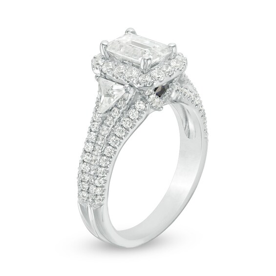 Previously Owned - Vera Wang Love Collection 2-1/4 CT. T.w. Emerald-Cut Diamond Frame Engagement Ring in 14K White Gold