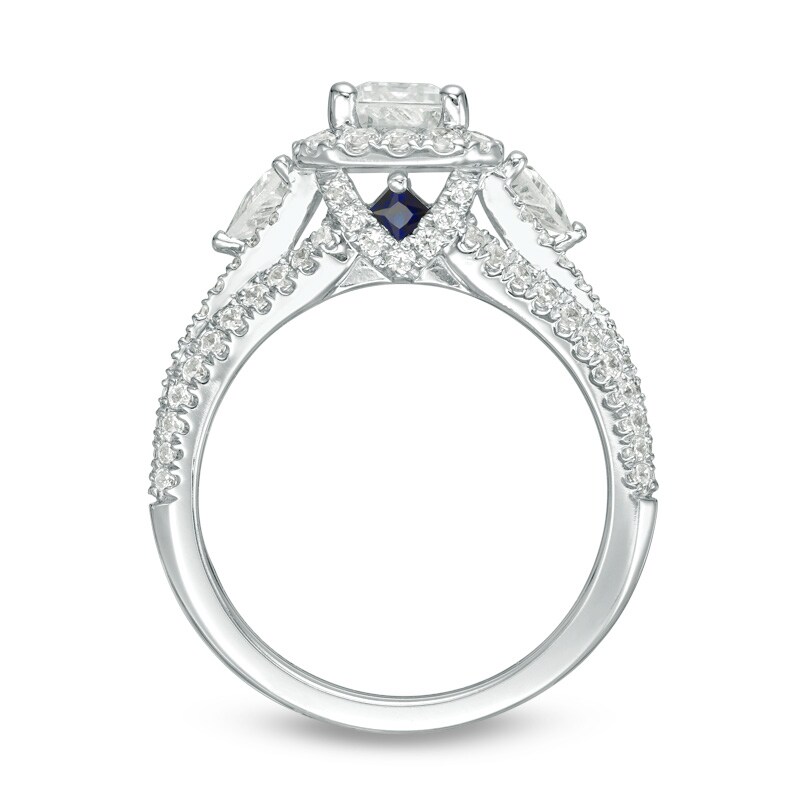 Main Image 3 of Previously Owned - Vera Wang Love Collection 2-1/4 CT. T.W. Emerald-Cut Diamond Frame Engagement Ring in 14K White Gold
