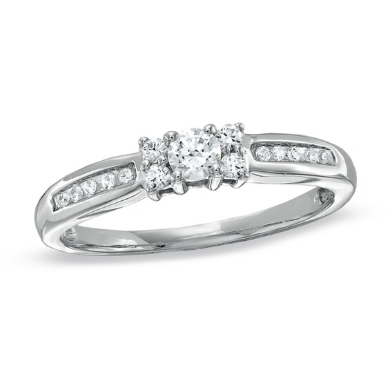 Previously Owned - 1/4 CT. T.w. Diamond Channel Engagement Ring in 10K White Gold