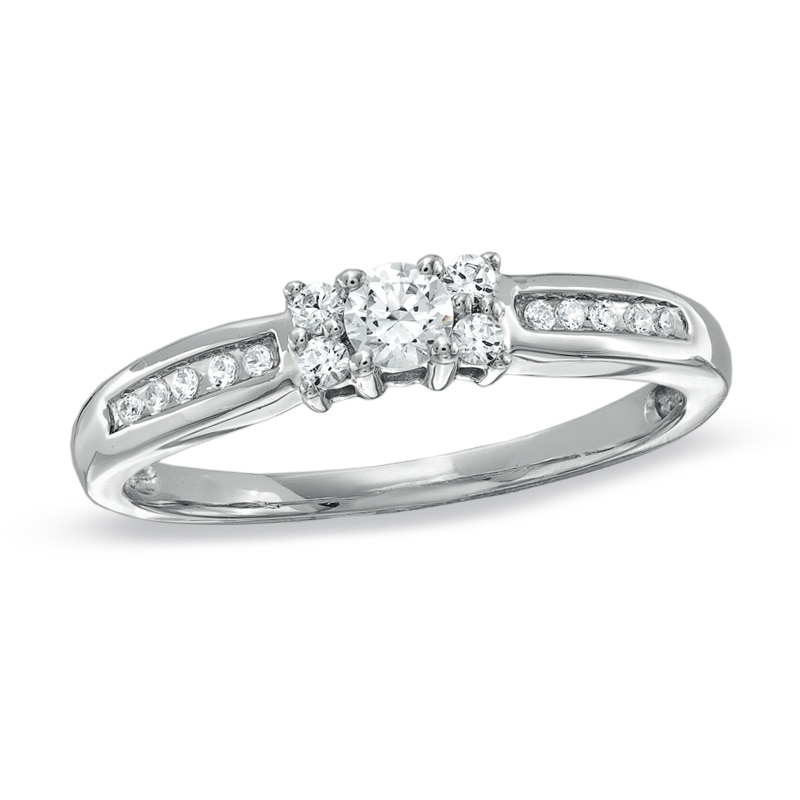 Main Image 1 of Previously Owned - 1/4 CT. T.W. Diamond Channel Engagement Ring in 10K White Gold