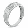 Thumbnail Image 2 of Previously Owned - Men's Diamond Accent Multi-Row Groove Wedding Band in 10K White Gold