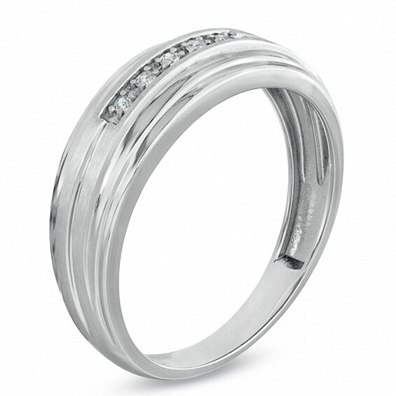 Previously Owned - Diamond Accent Multi-Row Groove Wedding Band in 10K White Gold