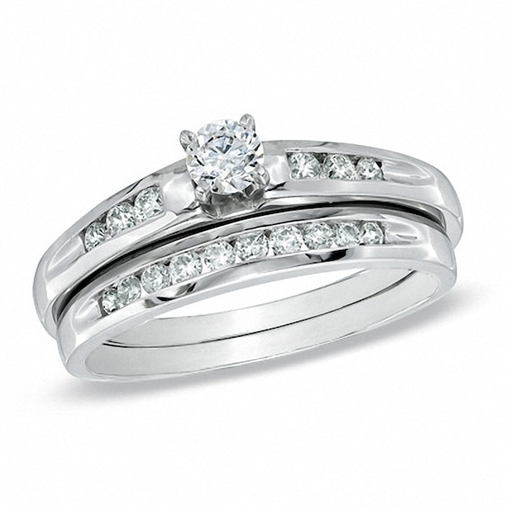 Previously Owned - 1/2 CT. T.w. Diamond Bridal Set in 10K White Gold