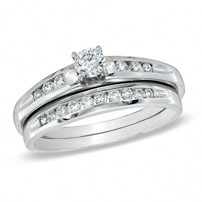 Main Image 1 of Previously Owned - 1/2 CT. T.W. Diamond Bridal Set in 10K White Gold