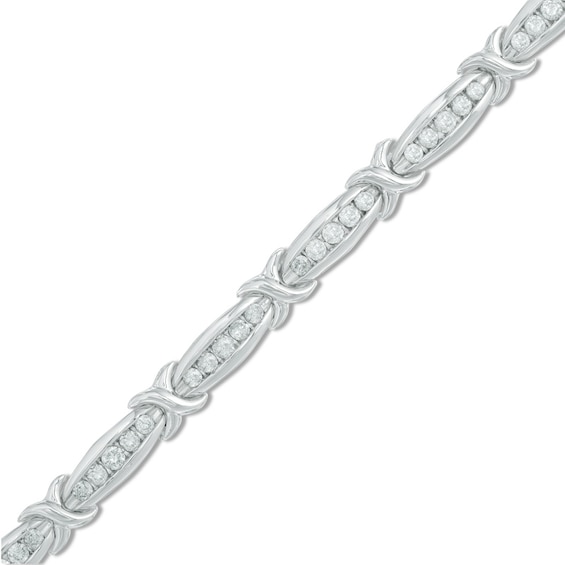 Previously Owned - 2 CT. T.w. Diamond "X" Bracelet in 10K White Gold