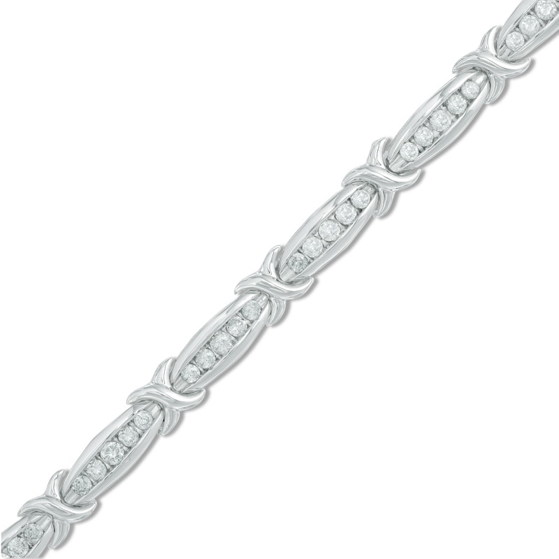 Main Image 1 of Previously Owned - 2 CT. T.W. Diamond "X" Bracelet in 10K White Gold