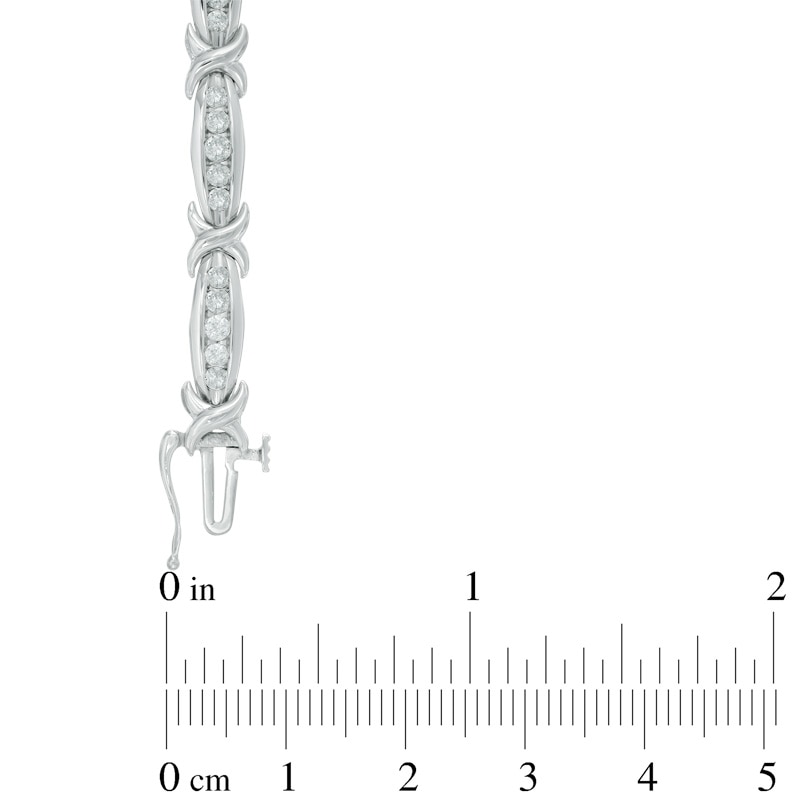 Main Image 2 of Previously Owned - 2 CT. T.W. Diamond "X" Bracelet in 10K White Gold