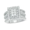 Thumbnail Image 1 of Previously Owned - 3 CT. T.W. Rectangular Composite Diamond Frame Multi-Row Engagement Ring in 14K White Gold