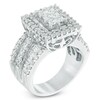 Thumbnail Image 2 of Previously Owned - 3 CT. T.W. Rectangular Composite Diamond Frame Multi-Row Engagement Ring in 14K White Gold