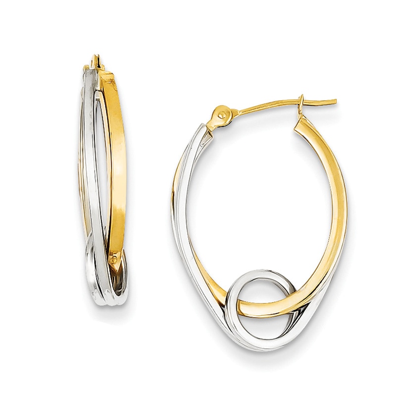 Previously Owned - Looping Oval Hoop Earrings in 14K Two-Tone Gold