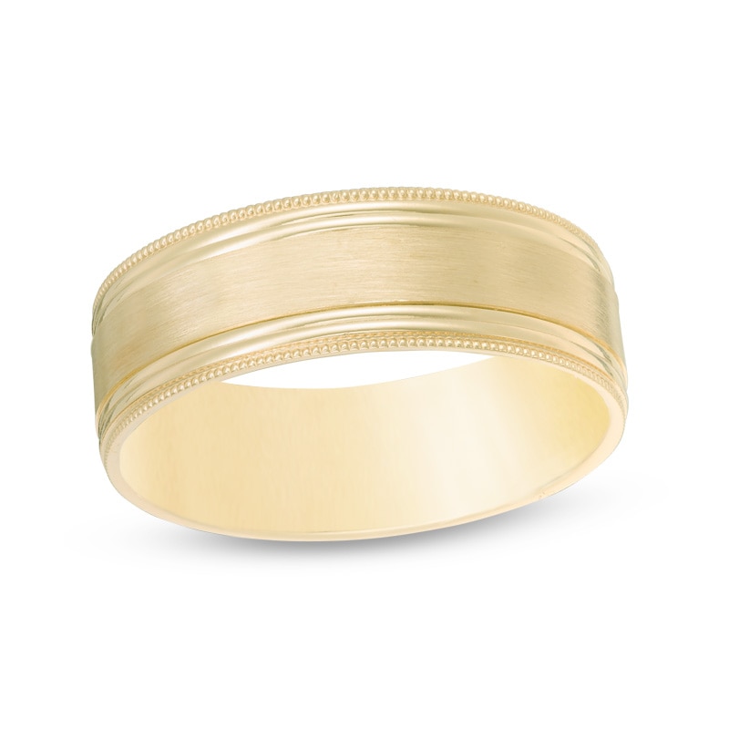 Main Image 1 of Previously Owned - 7.0mm Comfort Fit Milgrain-Edge Wedding Band in 10K Gold