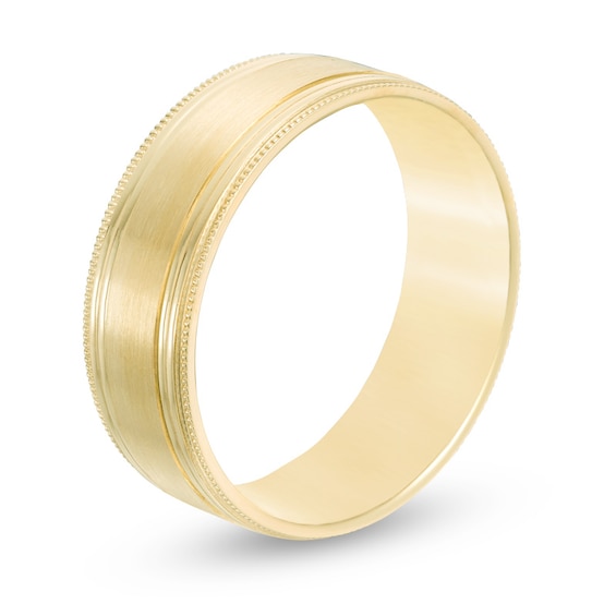 Previously Owned - 7.0mm Comfort Fit Milgrain-Edge Wedding Band in 10K Gold