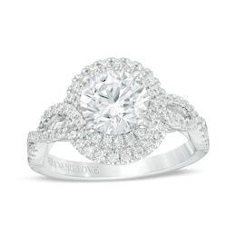 Previously Owned - Vera Wang Love Collection 2 CT. T.W. Diamond Frame Twist Engagement Ring in 14K White Gold