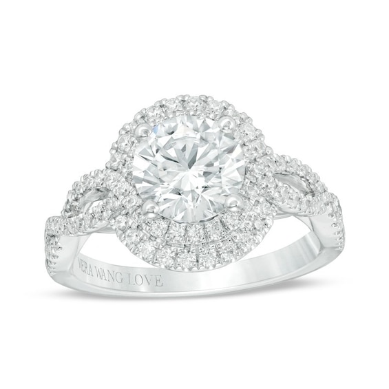Previously Owned - Vera Wang Love Collection 2 CT. T.w. Diamond Frame Twist Engagement Ring in 14K White Gold