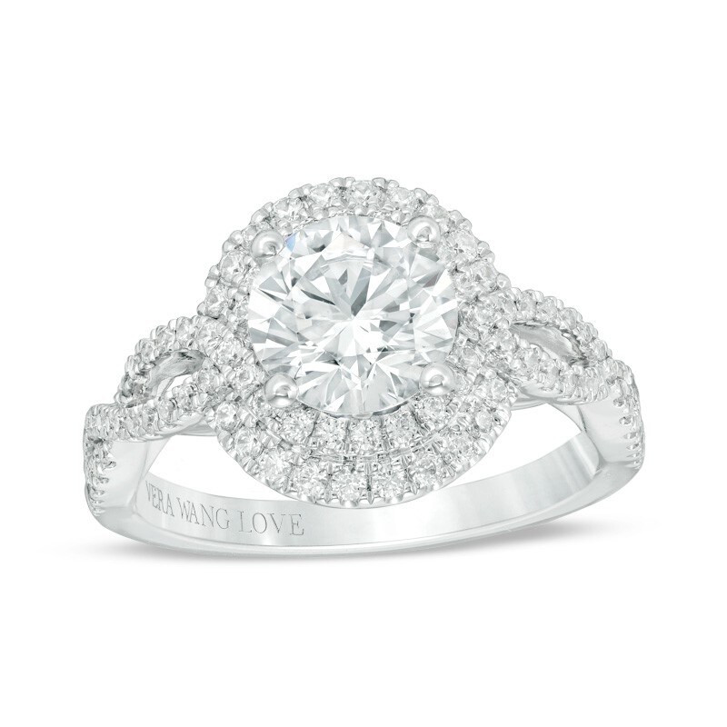 Main Image 1 of Previously Owned - Vera Wang Love Collection 2 CT. T.W. Diamond Frame Twist Engagement Ring in 14K White Gold