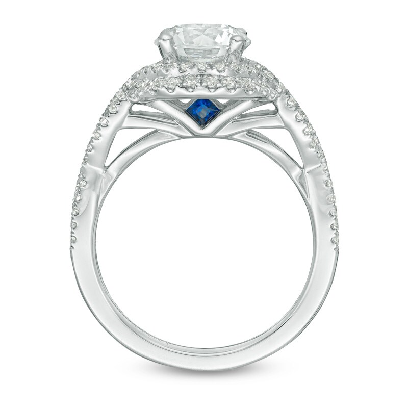 Main Image 3 of Previously Owned - Vera Wang Love Collection 2 CT. T.W. Diamond Frame Twist Engagement Ring in 14K White Gold