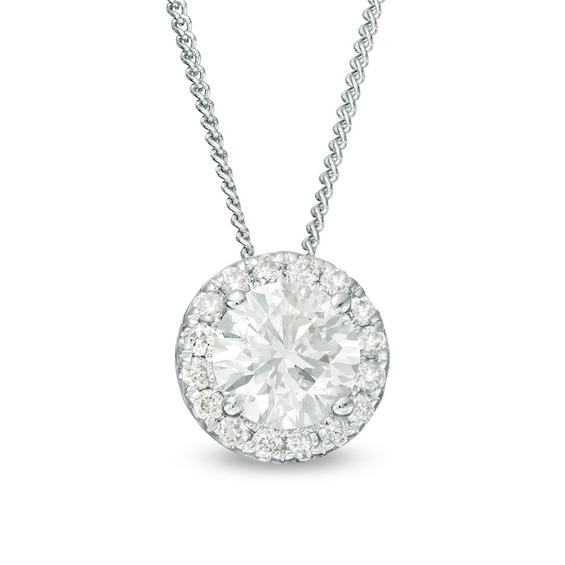 Previously Owned - 1/2 CT. T.w. Diamond Frame Pendant in 14K White Gold (I/Si2)