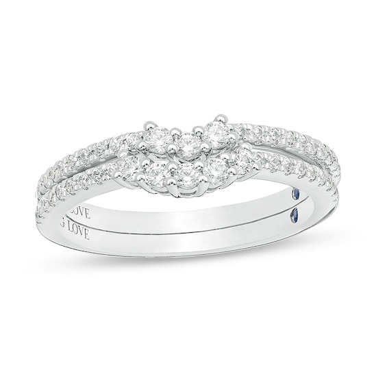 Previously Owned - Vera Wang Love Collection 3/8 CT. T.w. Diamond Contour Two Piece Band Set in 14K White Gold