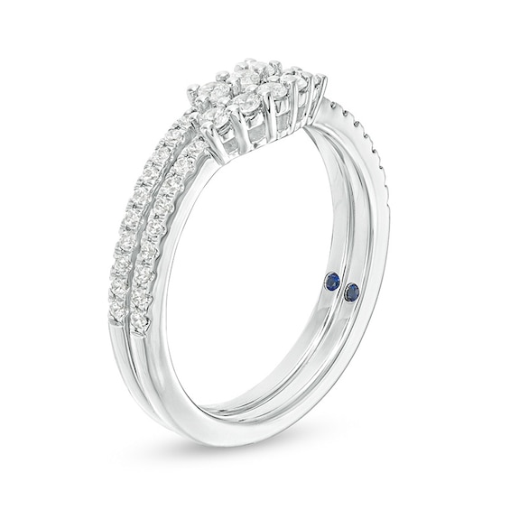 Previously Owned - Vera Wang Love Collection 3/8 CT. T.w. Diamond Contour Two Piece Band Set in 14K White Gold