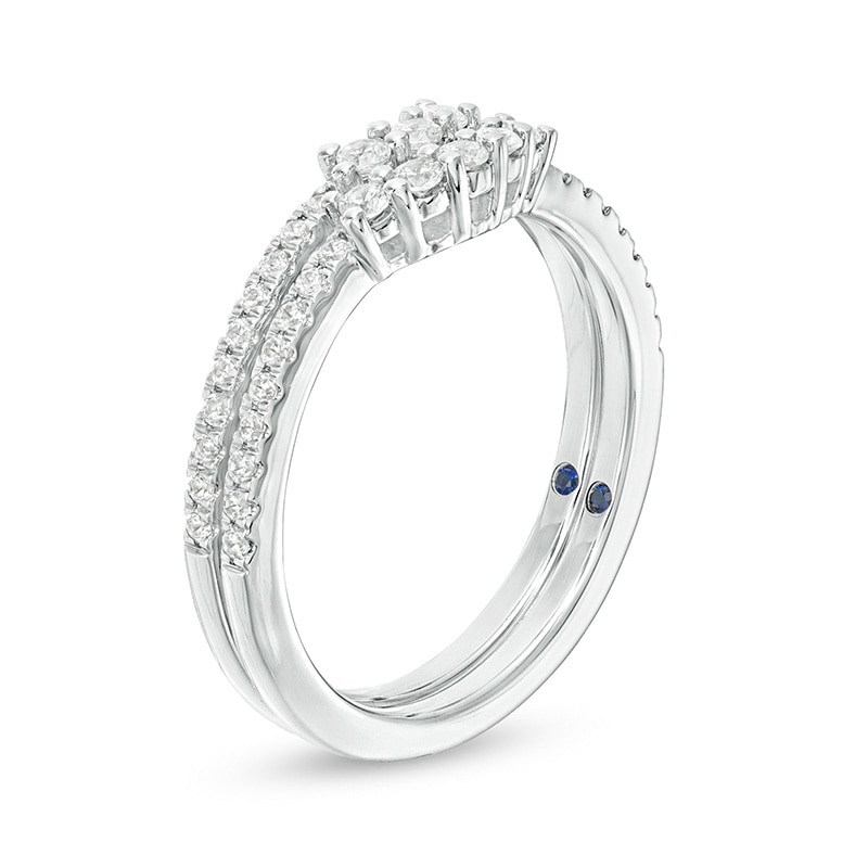 Main Image 2 of Previously Owned - Vera Wang Love Collection 3/8 CT. T.W. Diamond Contour Two Piece Band Set in 14K White Gold