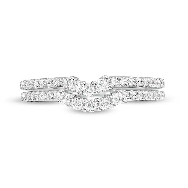 Main Image 3 of Previously Owned - Vera Wang Love Collection 3/8 CT. T.W. Diamond Contour Two Piece Band Set in 14K White Gold
