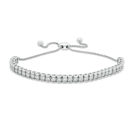 Previously Owned - 1 CT. T.w. Diamond Tennis Bolo Bracelet in 10K White Gold - 9.5"