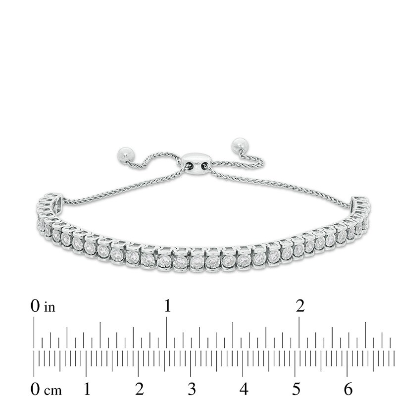 Main Image 2 of Previously Owned - 1 CT. T.W. Diamond Tennis Bolo Bracelet in 10K White Gold - 9.5&quot;