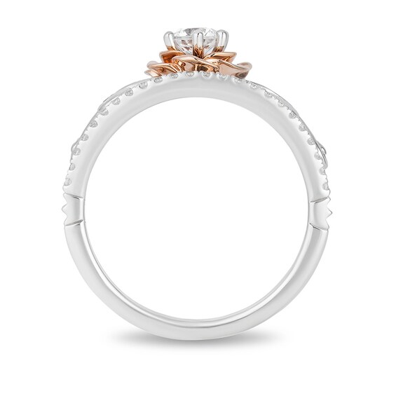 Previously Owned - Enchanted Disney Belle 1/2 CT. T.w. Diamond Rose Tiara Engagement Ring in 14K Two-Tone Gold