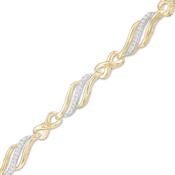 Previously Owned - 1/4 CT. T.w. Diamond Alternating Infinity Bracelet in 10K Gold – 7.5"