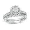 Thumbnail Image 1 of Previously Owned - 3/4 CT. T.W. Diamond Double Oval Frame Bridal Set in 14K White Gold