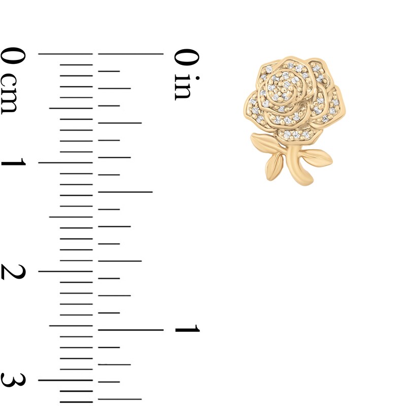 Main Image 2 of Previously Owned - Enchanted Disney Belle 1/10 CT. T.W. Diamond Rose Stud Earrings in 10K Gold