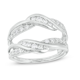 Previously Owned - 5/8 CT. T.W. Diamond Wavy Solitaire Enhancer in 14K White Gold