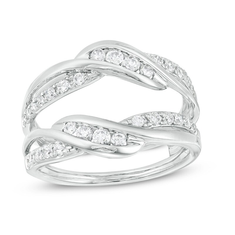 Main Image 1 of Previously Owned - 5/8 CT. T.W. Diamond Wavy Solitaire Enhancer in 14K White Gold