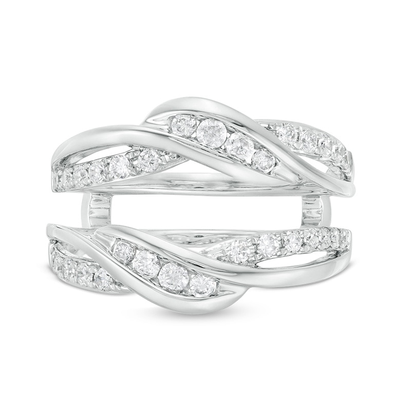 Main Image 2 of Previously Owned - 5/8 CT. T.W. Diamond Wavy Solitaire Enhancer in 14K White Gold