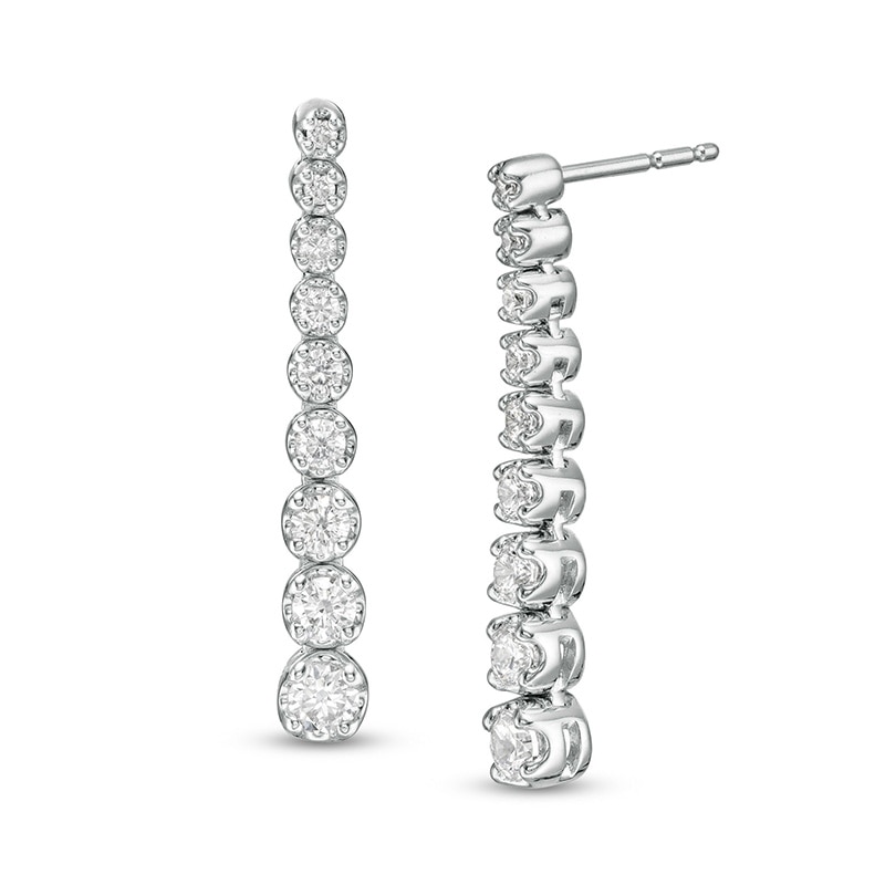 Main Image 1 of Previously Owned - Marilyn Monroe™ Collection 3/4 CT. T.W. Journey Diamond Drop Earrings in 10K White Gold