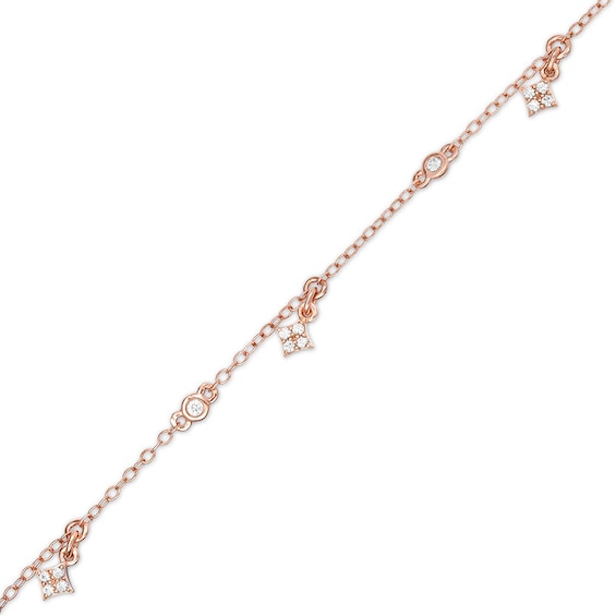 Previously Owned - 1/3 CT. T.w. Diamond Square Dangle Station Anklet in 10K Rose Gold - 10"