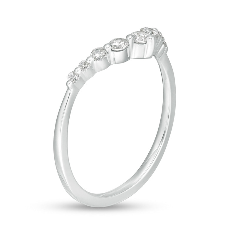 Main Image 3 of Previously Owned - 1/4 CT. T.W. Diamond Graduated Chevron Anniversary Band in 14K White Gold