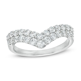 Previously Owned - 1 CT. T.W. Diamond Double Chevron Anniversary Band in 14K White Gold