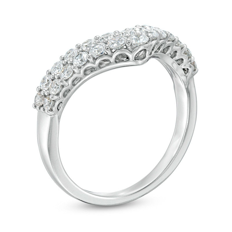 Main Image 3 of Previously Owned - 1 CT. T.W. Diamond Double Chevron Anniversary Band in 14K White Gold