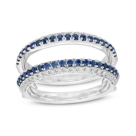 Previously Owned - Vera Wang Love Collection 1/3 CT. T.w. Diamond and Sapphire Solitaire Enhancer in 14K White Gold