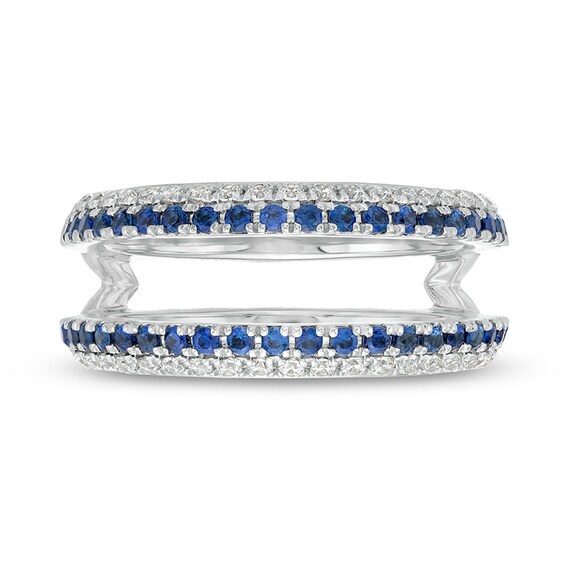 Previously Owned - Vera Wang Love Collection 1/3 CT. T.w. Diamond and Sapphire Solitaire Enhancer in 14K White Gold