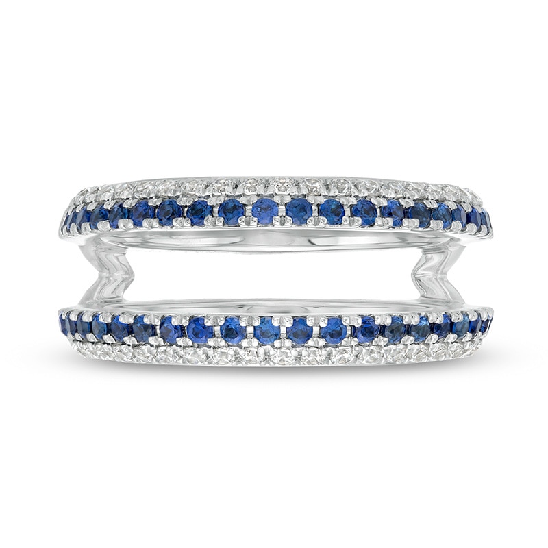 Previously Owned - Vera Wang Love Collection 1/3 CT. T.W. Diamond and Sapphire Solitaire Enhancer in 14K White Gold